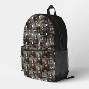 Mona Lisa blowing pink bubble gum Printed Backpack