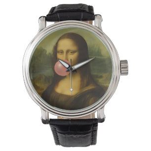 Mona Lisa Blowing Pink Bubble Gum Watch