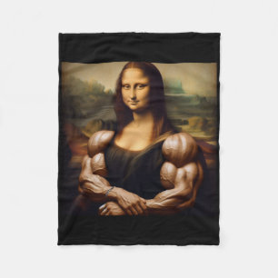 Mona Lisa Bodybuilding Funny Gift 1 Fleece Blanket