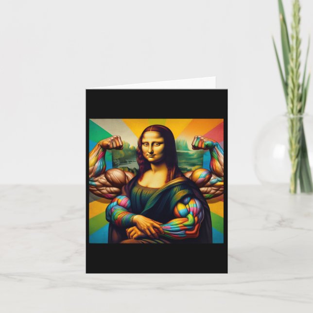 Mona Lisa Bodybuilding Funny Gift 2  Card (Front)