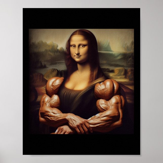 Mona Lisa Bodybuilding Funny Gift 4  Poster (Front)