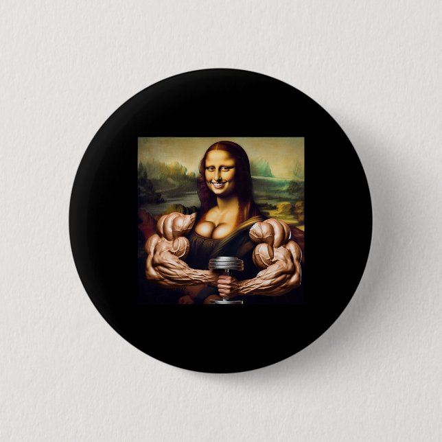 Mona Lisa Bodybuilding Funny Gift 5  6 Cm Round Badge (Front)