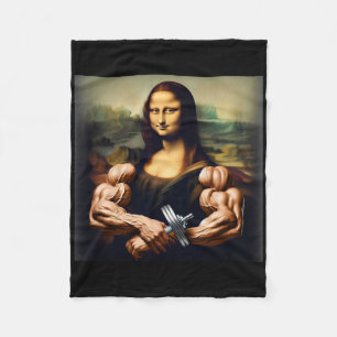 Mona Lisa Bodybuilding Funny Gift 6 Fleece Blanket