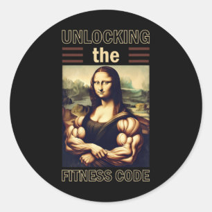Mona Lisa Bodybuilding Muscle Gym Weightlifting Wo Classic Round Sticker