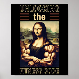 Mona Lisa Bodybuilding Muscle Gym Weightlifting Wo Poster