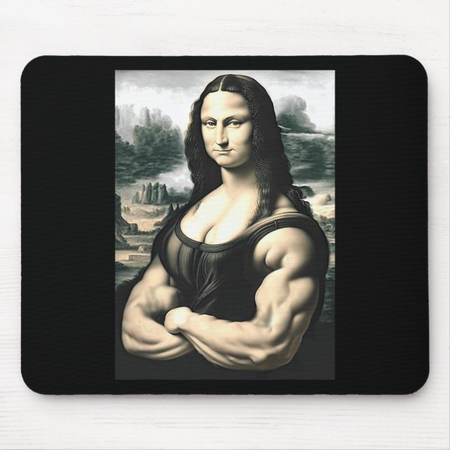 Mona Lisa Bodybuilding Parody Leonardo Da Vinci Me Mouse Pad (Front)