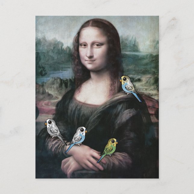 Mona Lisa & Budgies Postcard (Front)