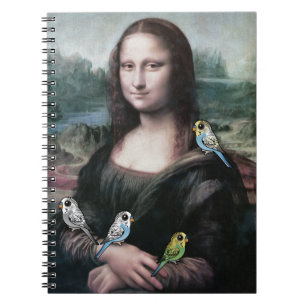 Mona Lisa & Budgies Spiral Notebook