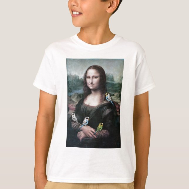 Mona Lisa & Budgies T-Shirt (Front)