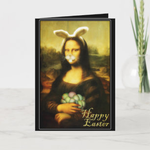 Mona Lisa Bunny Ears Easter Holiday Card