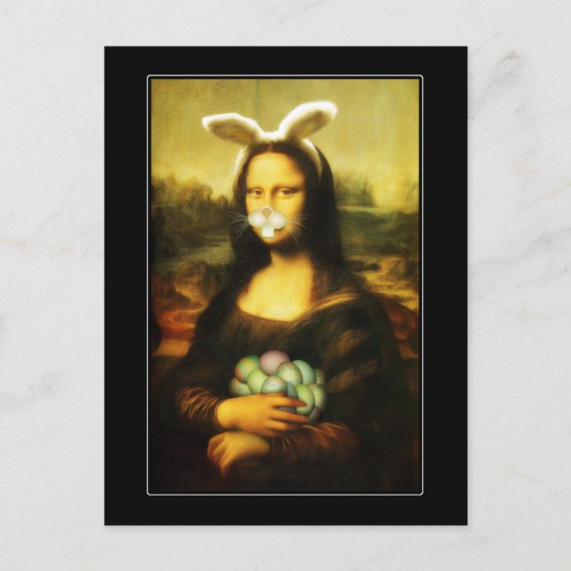 Mona Lisa Bunny Ears Easter Holiday Postcard (Front)