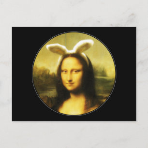 Mona Lisa Bunny Ears Easter Holiday Postcard