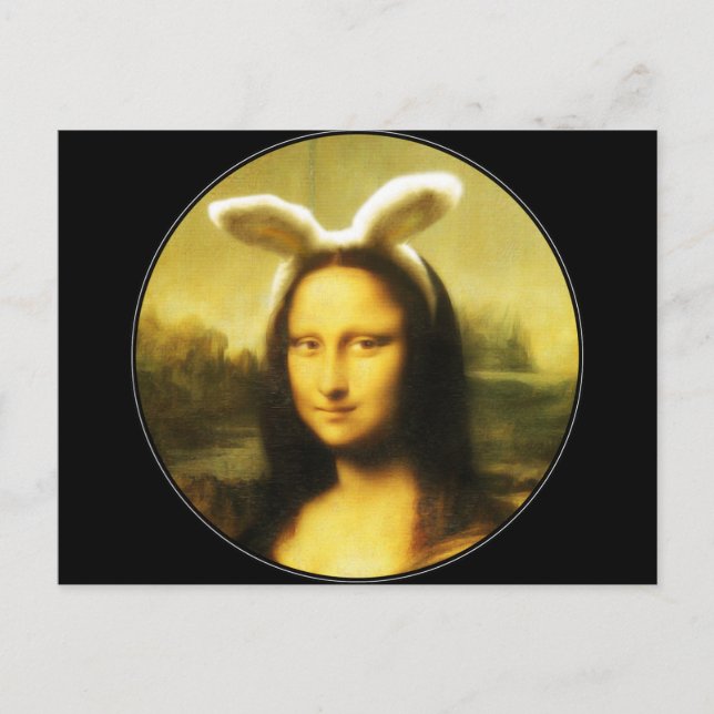 Mona Lisa Bunny Ears Easter Holiday Postcard (Front)
