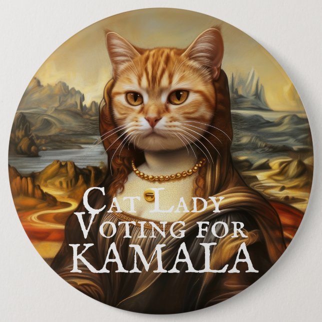 Mona Lisa Cat for Kamala Button (Front)