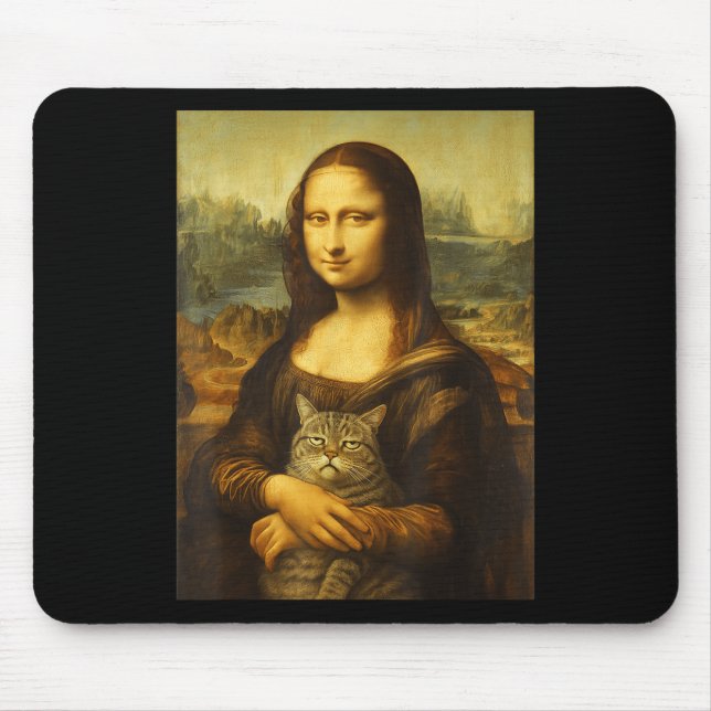Mona Lisa Cat For Kitty Lovers  Mouse Pad (Front)