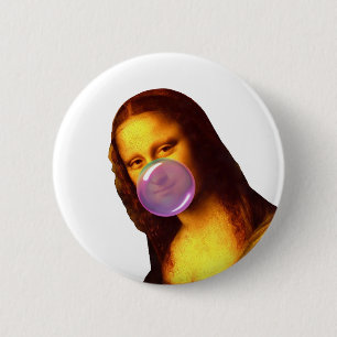 Mona Lisa Chewing gum Bubble 6 Cm Round Badge