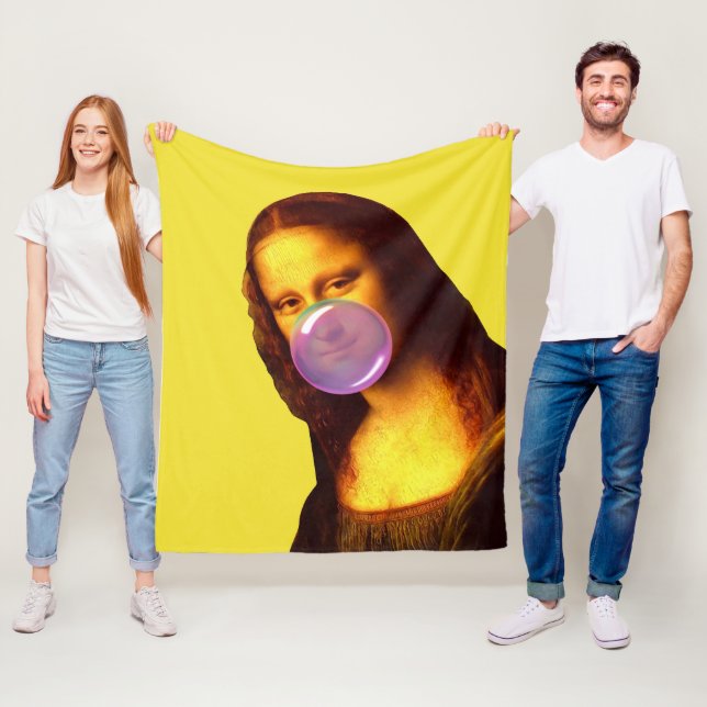 Mona Lisa Chewing gum Bubble Fleece Blanket (In Situ)