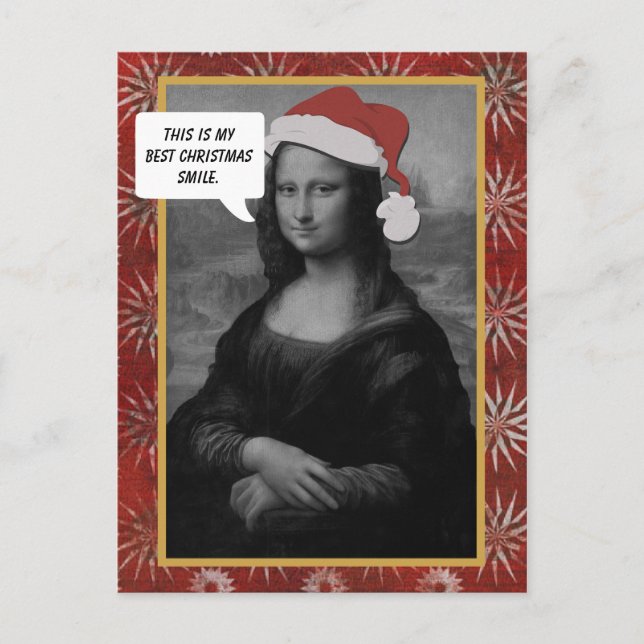 Mona Lisa Christmas Smile Anti Christmas Card (Front)