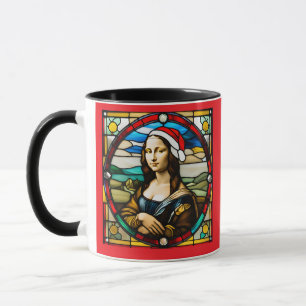 Mona Lisa Christmas Stained Glass Mug