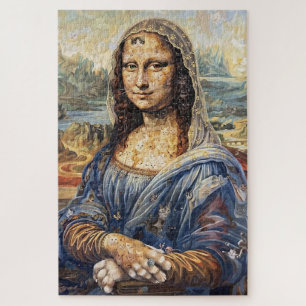 Mona Lisa collage art made with cat faces Jigsaw Puzzle
