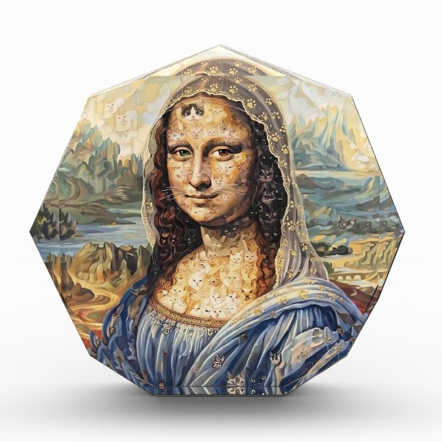 Mona Lisa collage art made with cat faces Photo Block (Front)