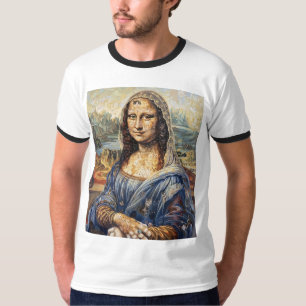 Mona Lisa collage art made with cat faces T-Shirt