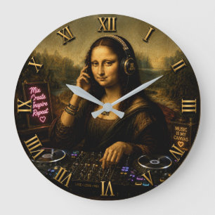 Mona Lisa DJ Luxury Music Mixing Large Clock