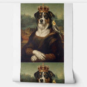 Mona Lisa Dog with Cockatiel Parrot Wallpaper
