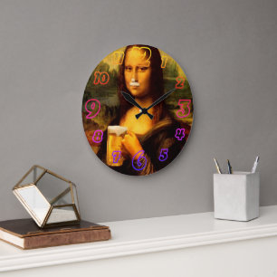 Mona Lisa drinking beer Beer lover Large Clock