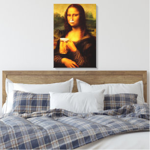 Mona Lisa drinking beer Beer lovers Canvas Print
