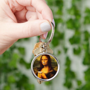 Mona Lisa drinking beer Beer lovers  Key Ring