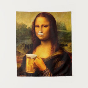 Mona Lisa drinking beer Beer lovers Tapestry