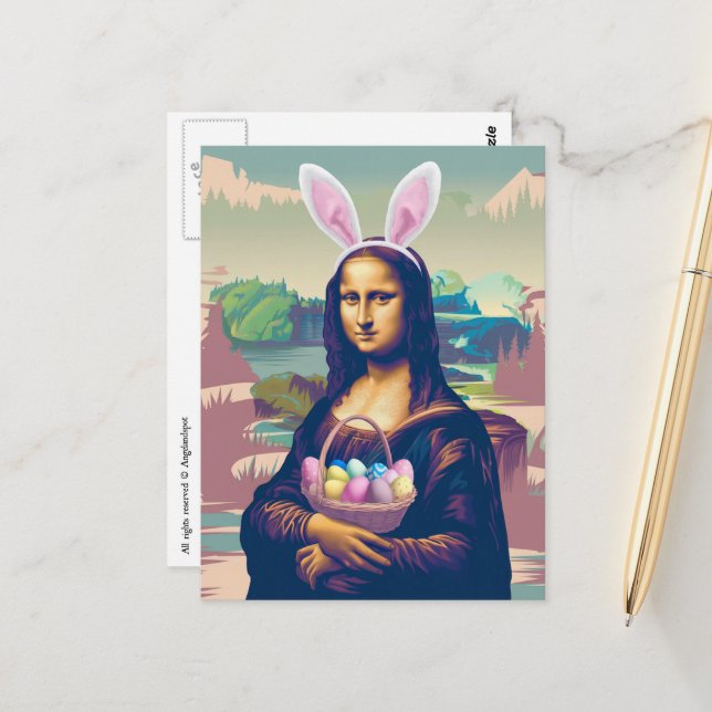 Mona Lisa Easter Postcard (Front/Back In Situ)
