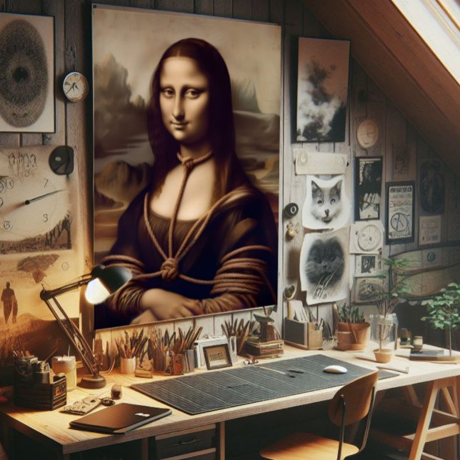 Mona Lisa entwined in shibari Poster (Mona lisa in ropes poster)