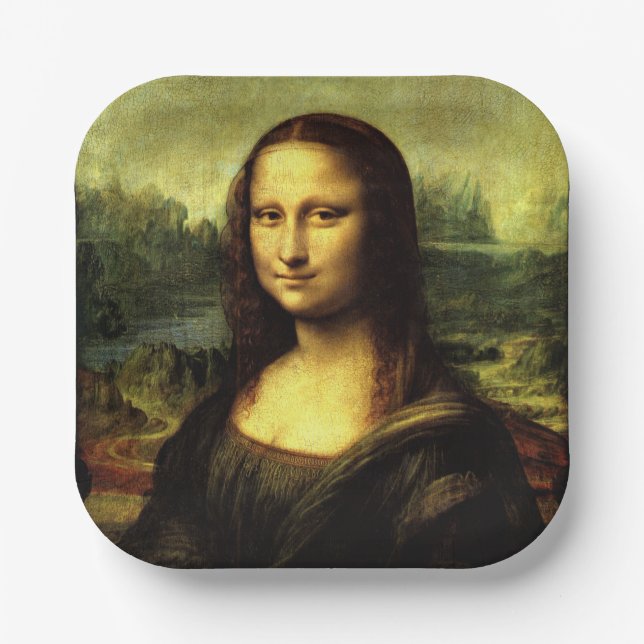 Mona Lisa, famous painting, Paper Plate (Front)