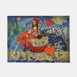 Mona Lisa Fun Zodiac Whimsical  Doormat