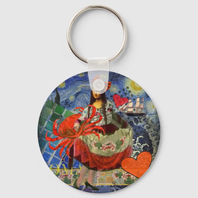 Mona Lisa Fun Zodiac Whimsical  Key Ring (Front)