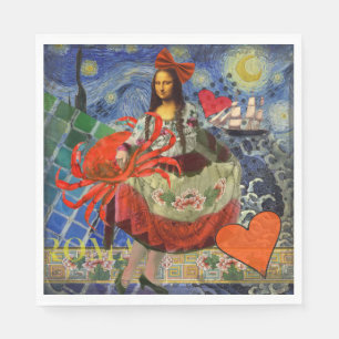 Mona Lisa Fun Zodiac Whimsical  Napkin