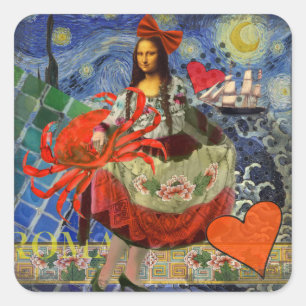 Mona Lisa Fun Zodiac Whimsical Square Sticker