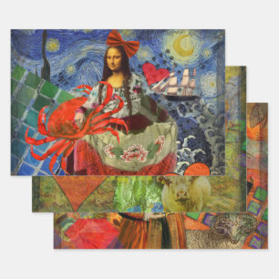 Mona Lisa Fun Zodiac Whimsical  Wrapping Paper Sheet