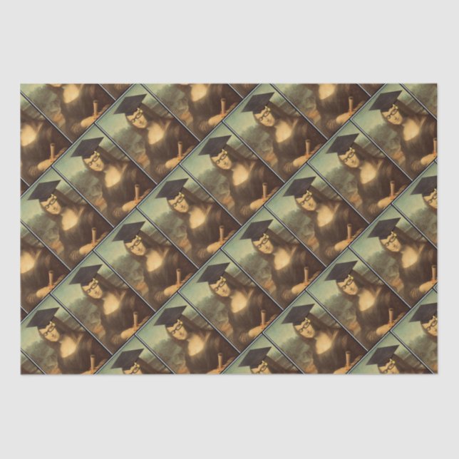 Mona Lisa Glasses Graduation Tissue Paper (Front)