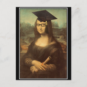 Mona Lisa Graduation Grad Cap Announcement Postcard