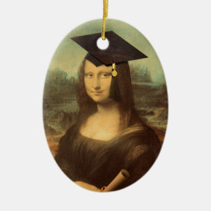 Mona Lisa Graduation Grad Cap Ceramic Tree Decoration