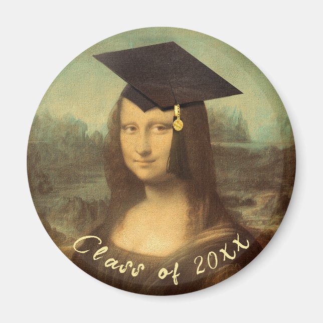 Mona Lisa Graduation Grad Cap Magnet (Front)