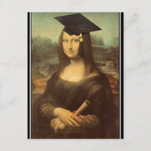 Mona Lisa Graduation Grad Cap Postcard