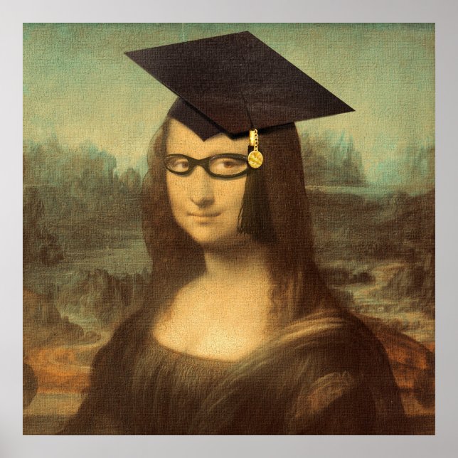 Mona Lisa Graduation Grad Cap Poster (Front)