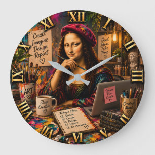 Mona Lisa Graphic Designer Funny Creative Studio Large Clock
