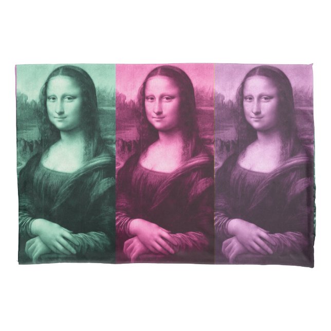 Mona Lisa Green Pink Purple Pillowcase (Front)