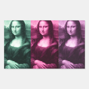 Mona Lisa Green Pink Purple Rectangular Sticker