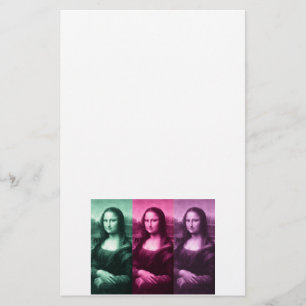 Mona Lisa Green Pink Purple Stationery